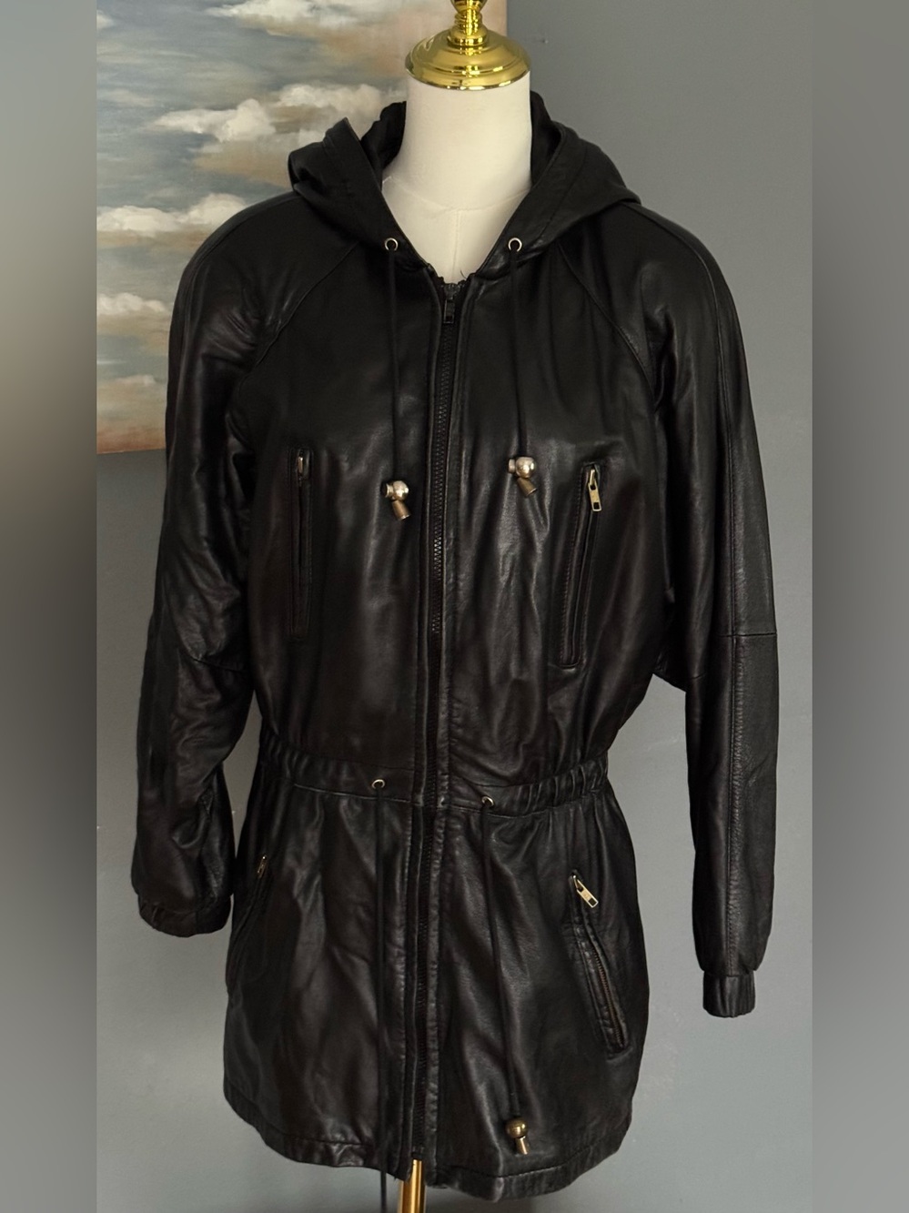 TANNERY WEST Vintage Women's Leather Coat XS Real Soft Leather Made In KOREA